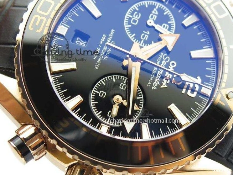 0215 Breathable Seamaster Professional Chrono RG Black Ceramic Black Dial On Black Gummy Strap A 8214